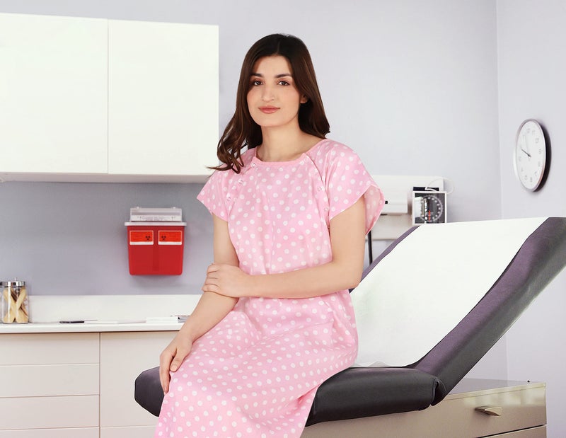 Utopia Care Women's Hospital Gown Soft Comfortable and Stylish Patient Gown, Large-X-Large, Polkadots Pink - Image 4
